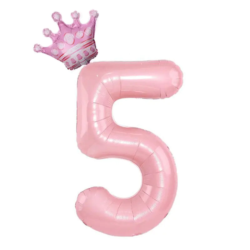 32inch Pastel Baby Blue Pink Foil Number Balloon With Crown 1 2 3 4 5 6 7 Birthday Party Baby Shower Wedding Decoration Uniquely Yours Designs