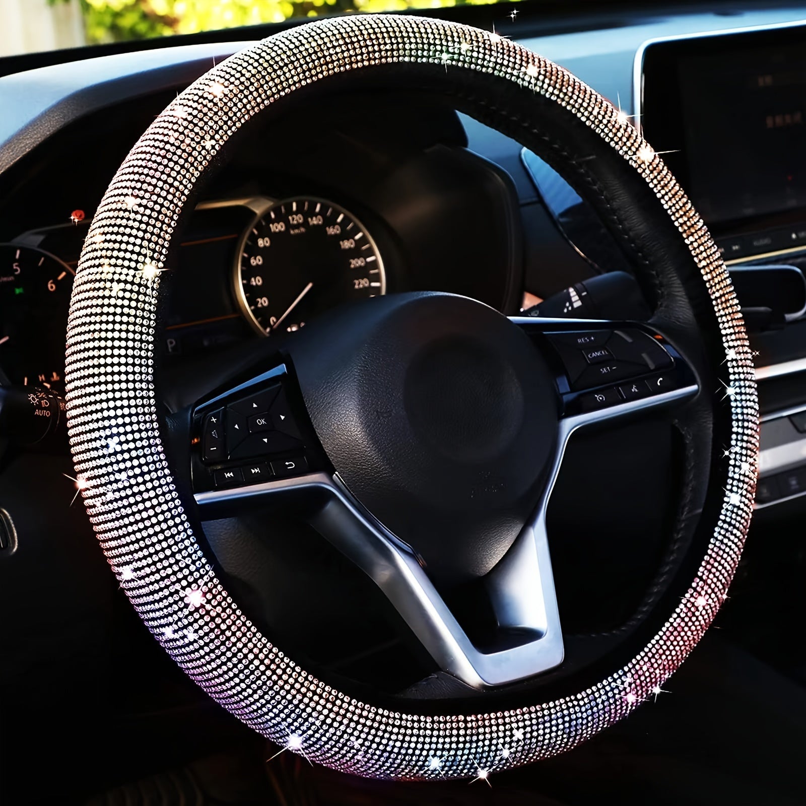 Sparkle And Shine: Universal Artificial Diamond Car Steering Wheel Cover Set Uniquely Yours Designs
