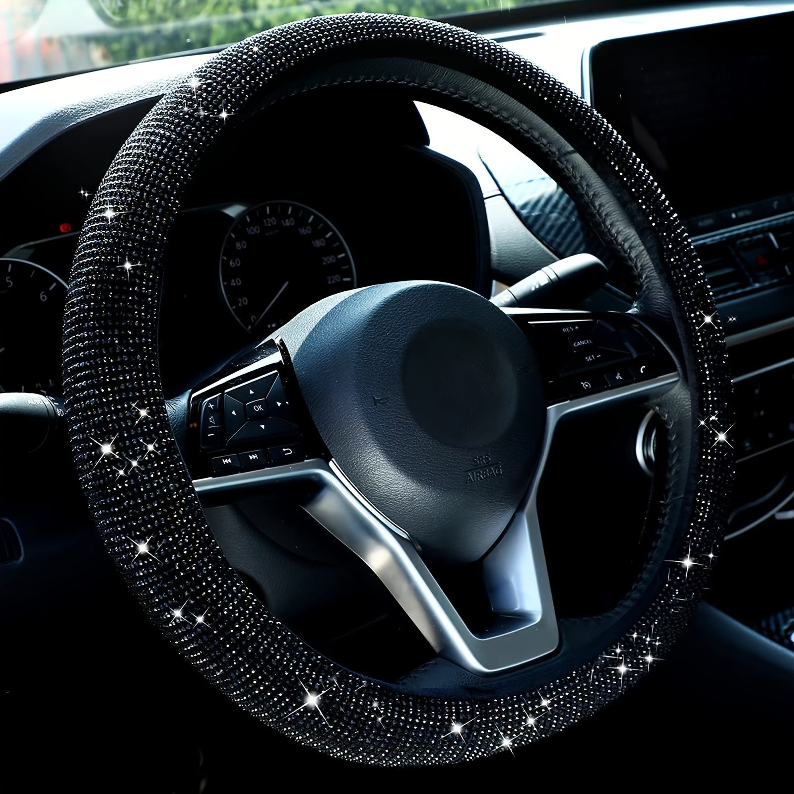Sparkle And Shine: Universal Artificial Diamond Car Steering Wheel Cover Set Uniquely Yours Designs