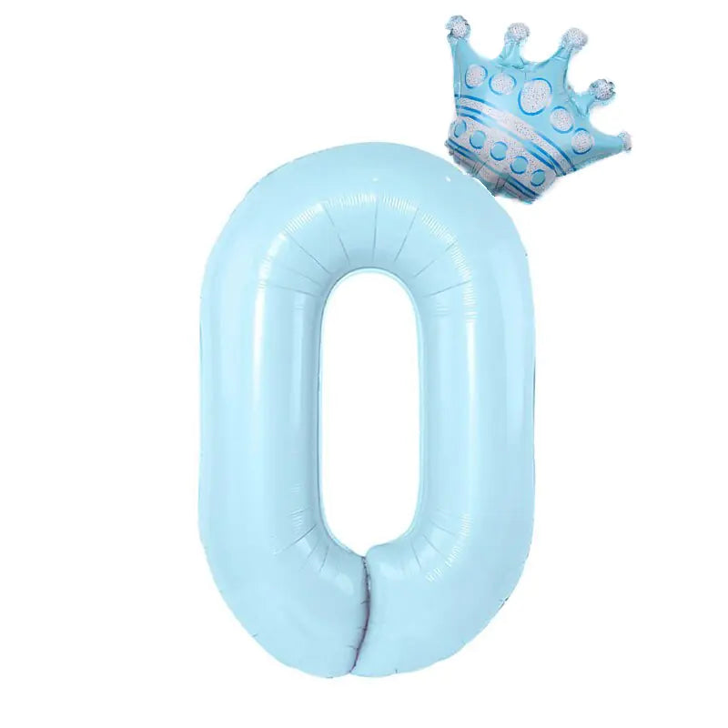 32inch Pastel Baby Blue Pink Foil Number Balloon With Crown 1 2 3 4 5 6 7 Birthday Party Baby Shower Wedding Decoration Uniquely Yours Designs