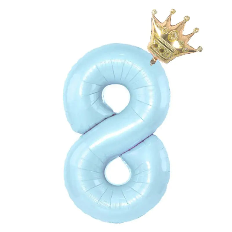 32inch Pastel Baby Blue Pink Foil Number Balloon With Crown 1 2 3 4 5 6 7 Birthday Party Baby Shower Wedding Decoration Uniquely Yours Designs