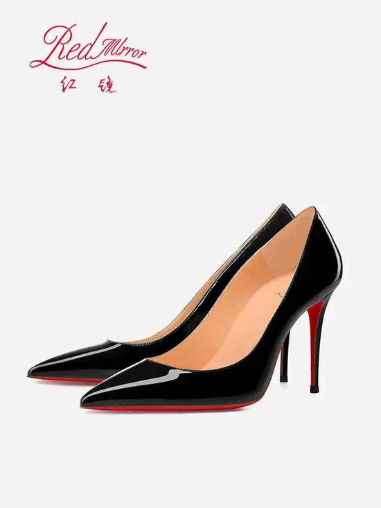 Elegant Black Pointed Toe Stiletto Heels with Red Soles
