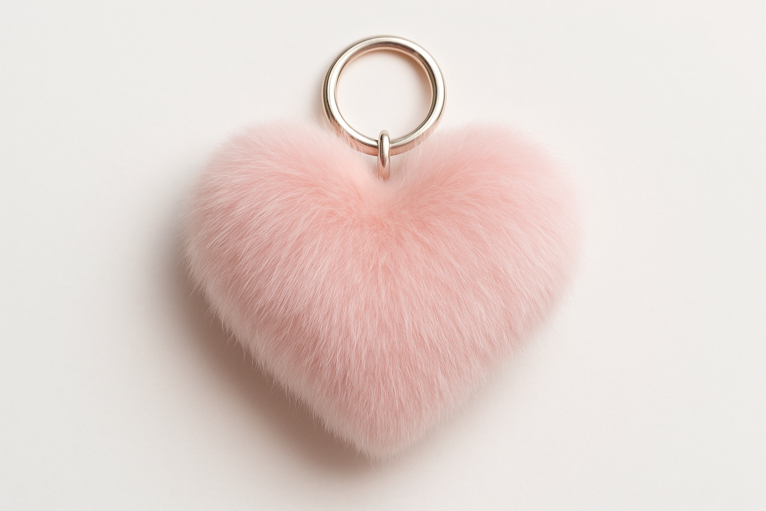 korean powder rabbit fur keychain heart shape