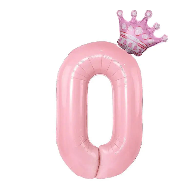 32inch Pastel Baby Blue Pink Foil Number Balloon With Crown 1 2 3 4 5 6 7 Birthday Party Baby Shower Wedding Decoration Uniquely Yours Designs