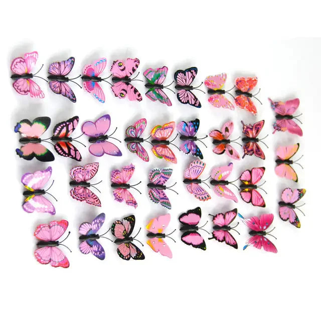Captivating wall décor set with assorted pink and purple 3D butterfly decorations