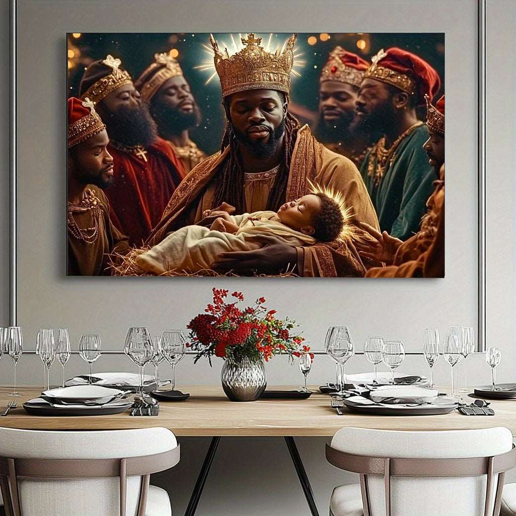 1Piece, Christmas Wise Men with Infant, High-Definition Printing, Home Decoration, Canvas Painting, Mural for Living Room and Bedroom Decoration, Holiday Gift, Decorative Painting