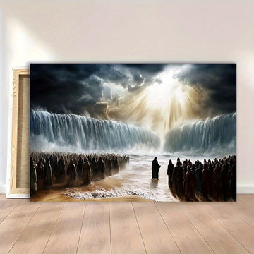 Moses Parting the Red Sea Canvas Art Waterfall Scene