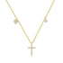 Sparkling gold necklace with cross, heart, and star charms, expressing unique elegance.