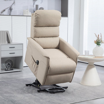 Power Lift Chair for Seniors, Electric Lift Recliner Chair with Remote Control, Side Pockets for Living Room, Beige
