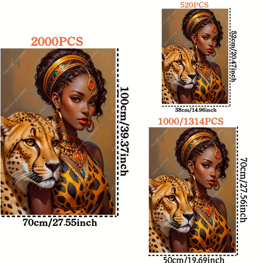 African Woman with Leopard Jigsaw Puzzles