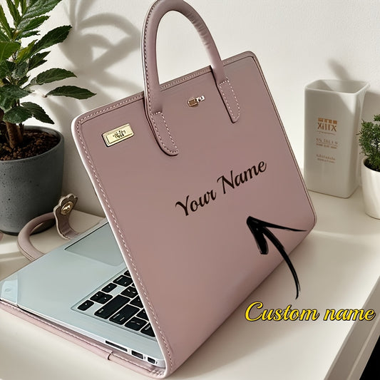 Custom Engraved Personalized Name Pink PVC Laptop Bag