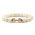 Unique white marble bead bracelet with gold dumbbell charm, eye-catching modern jewelry