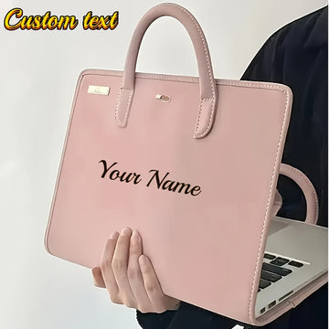 Custom Engraved Personalized Name Pink PVC Laptop Bag