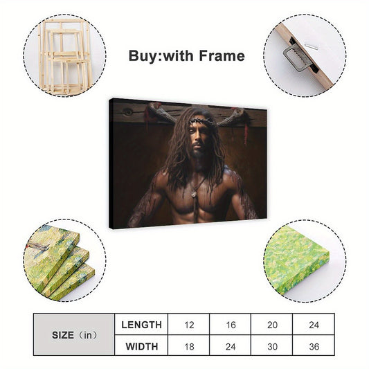 Black Jesus Canvas Wall Art - Framed Christian Print