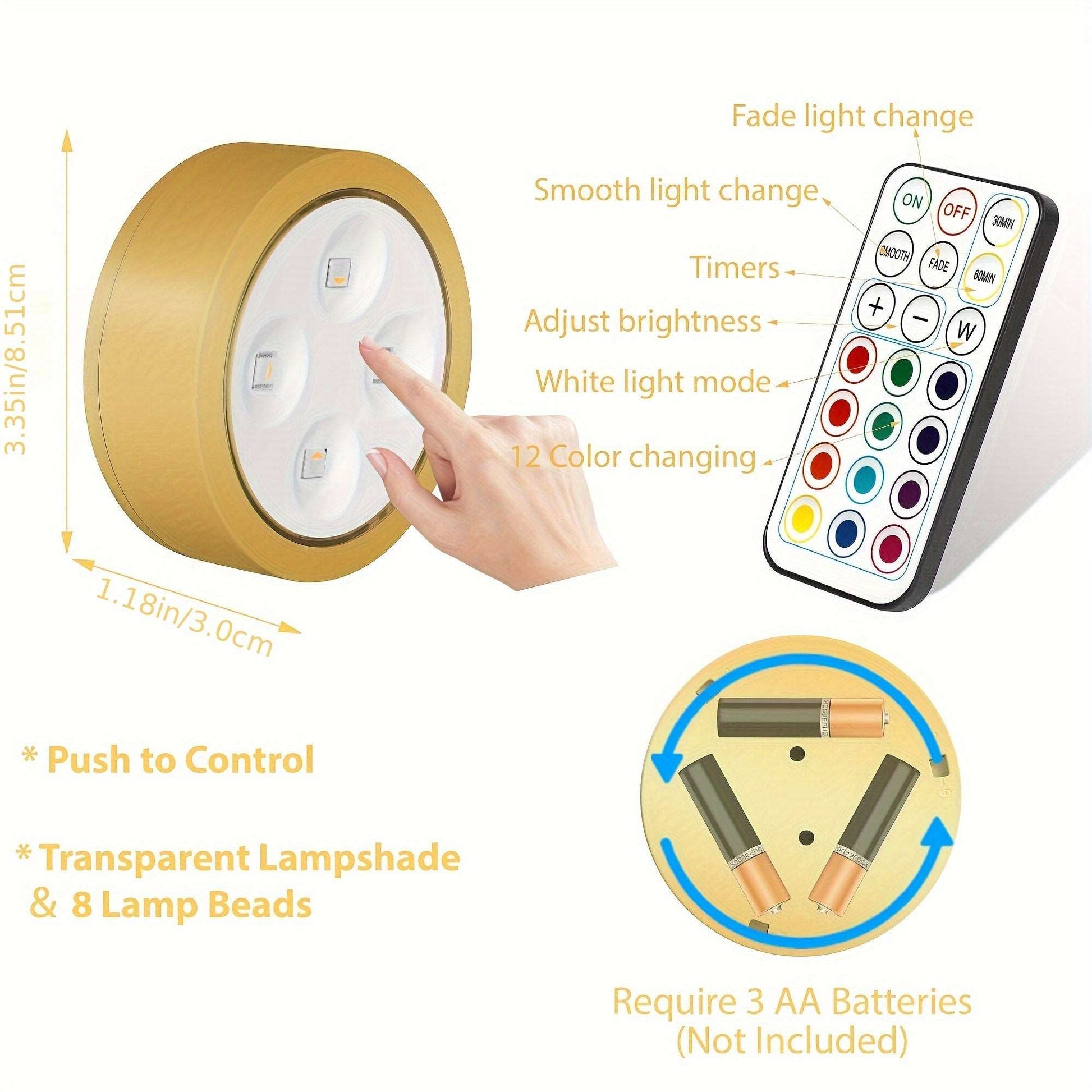 6Pcs Picture Light Battery Operated, 13 RGB Color Magnetic Led Art Display Light for Picture Frame Artworking, Wireless Painting Light with Remote Control, Party Home Wall Decor Puck Light, Gold-RGB