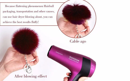 Charms Crystal Faux Fox Fur Keychain