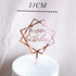 Shiny rose gold geometric happy birthday cake topper, 11cm, modern party décor accent.