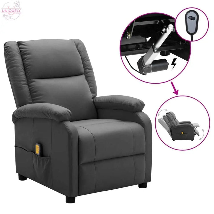 Massage-Recliner-Anthracite-Faux-Leather-Doba-84310118