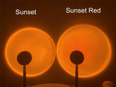 Vibrant sunset and sunset red projection lamps casting warm, artistic light circles for home décor