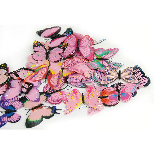 Vivid pink and purple butterfly wall decals create a whimsical, eye-catching home décor accent.