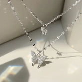 Sparkling butterfly pendant necklace gleams in sunlight, inviting your unique style curiosity.