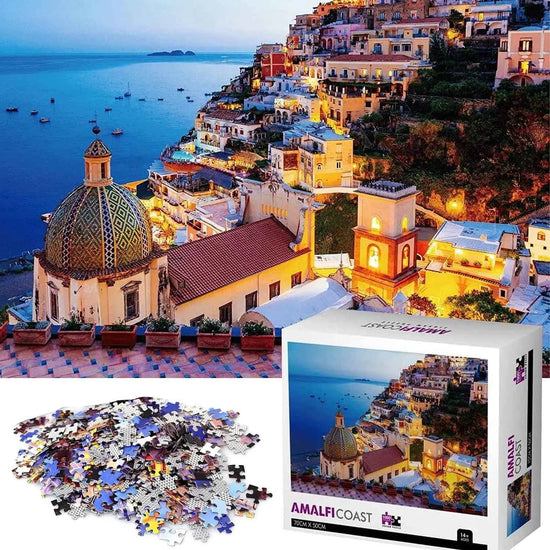 Jigsaw Puzzle of 1000 Pieces Puzzle Games Beautiful View of Aegean Sea Italy Amalfi Coast Jigsaw Puzzle for Teens Adults
