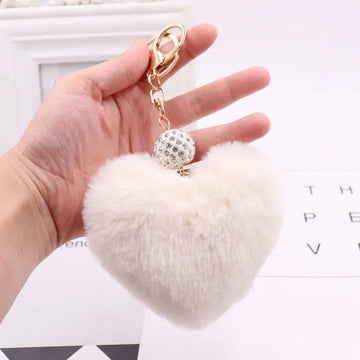 Rabbit Fur Love Zircon Ball Design Key Chain