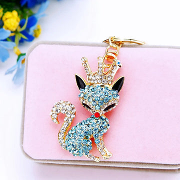 Cute Foxes Keychain Crown Queen Animal Shape