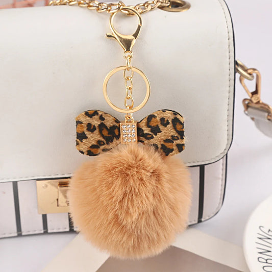 Fashion Pompom Keychain with Brilliant Rhinestones