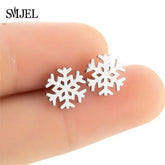 Delicate snowflake stud earrings with a unique, eye-catching design, perfect for winter style.