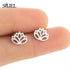 Delicate lotus flower stud earrings in silver, unique minimalist jewelry for a stylish look