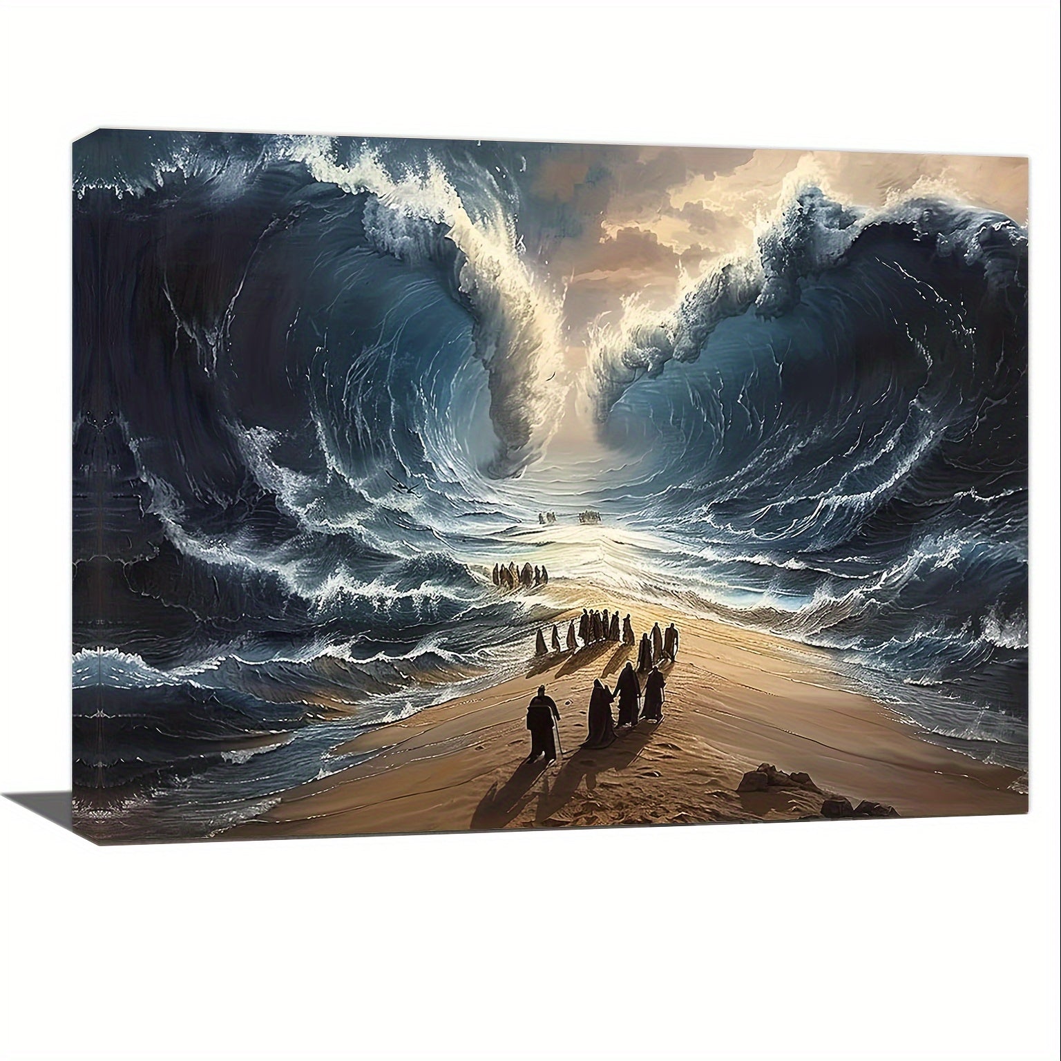 Moses Parting the Red Sea Canvas Art, Wooden Framed