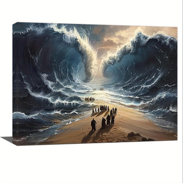 Moses Parting the Red Sea Canvas Art, Wooden Framed