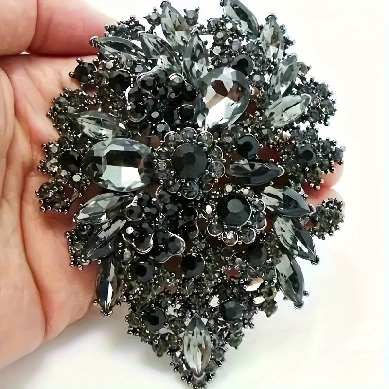 Black Exquisite Rhinestone Brooch