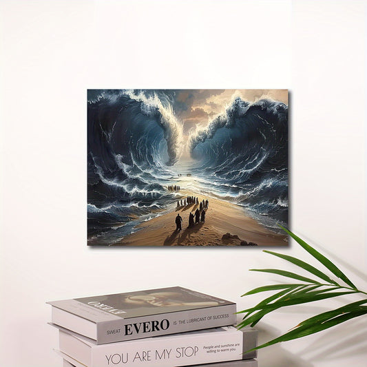 Moses Parting the Red Sea Canvas Art, Wooden Framed