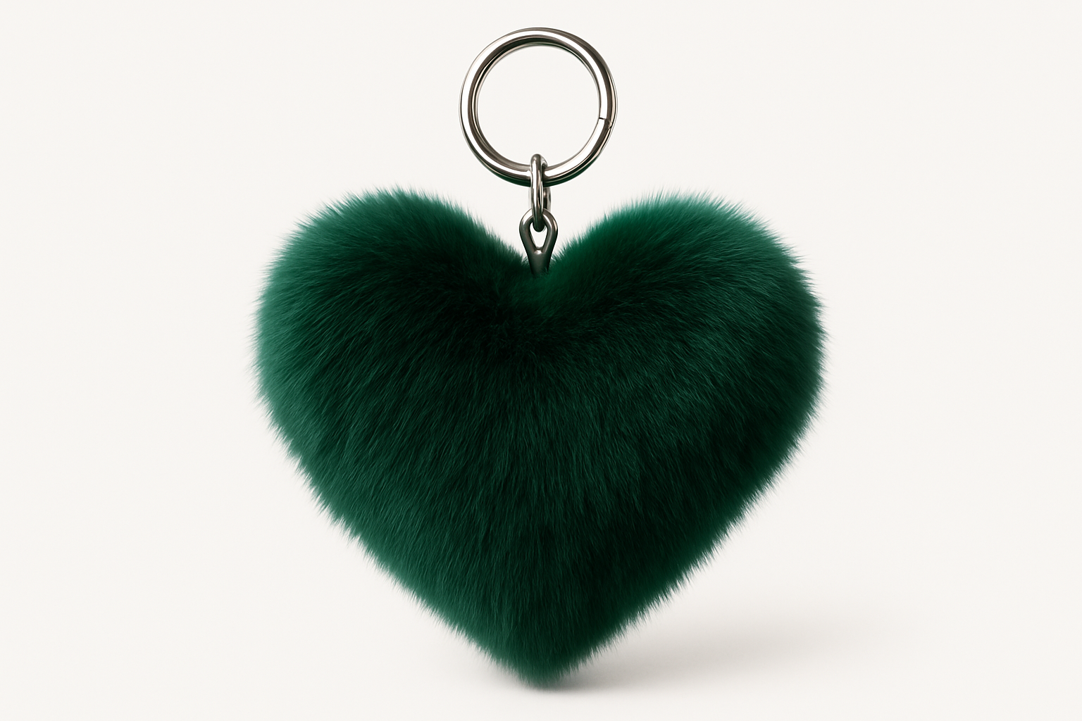 Dark Green Rabbit Fur heart shape keychain
