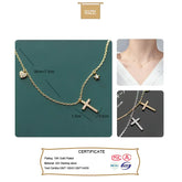 Elegant 18K gold-plated cross pendant necklace with heart and star charms, unique jewelry gift