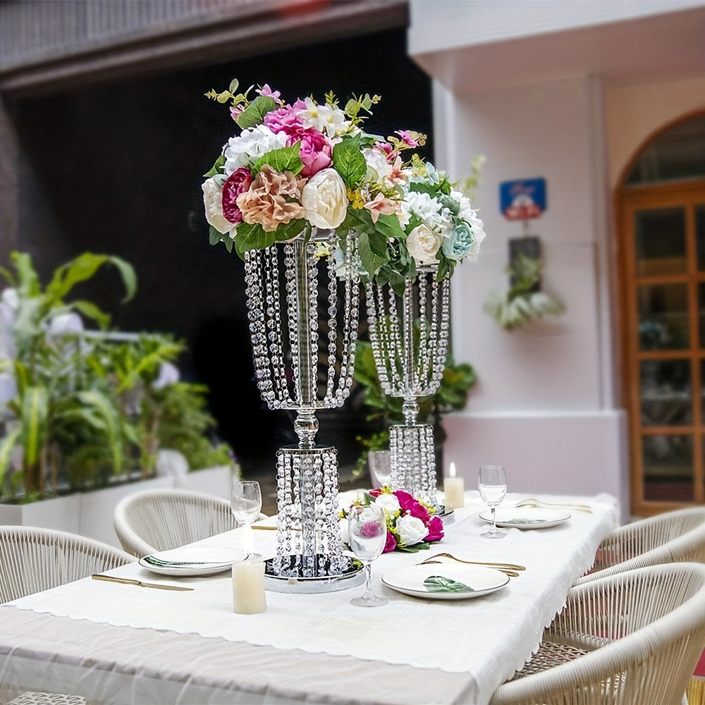 2 Pcs 24.4 inches Gold/Silver Vases for Centerpieces Tall Crystal Metal Vase Flower Stand Holders Wedding Centerpiece Chandelier for Reception Tables Wedding Supplies Uniquely Yours Designs