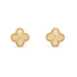 Elegant gold clover stud earrings with unique beaded edges, perfect for a chic, standout look.