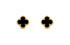 Elegant black clover stud earrings with gold beaded trim, uniquely stylish and eye-catching.