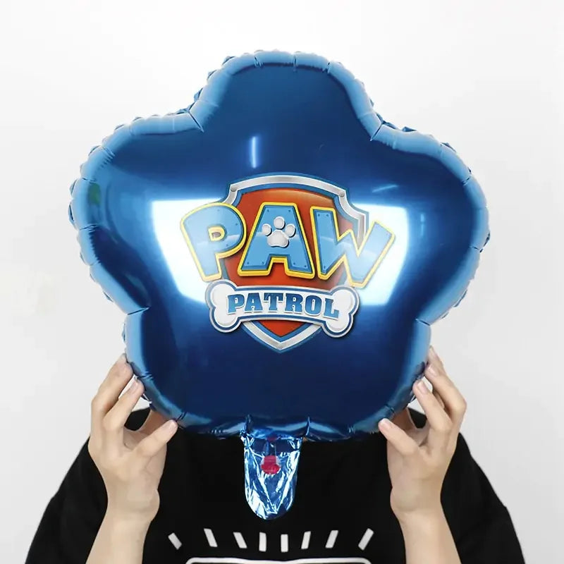 Eye-catching blue Paw Patrol balloon shaped like a paw, perfect for unique kids décor or parties
