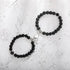 Unique black beaded bracelet set with heart charm, stylish gift for a bold, modern look