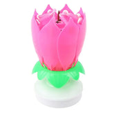 Intriguing pink lotus-shaped candle holder with green leaves, perfect for unique home décor.