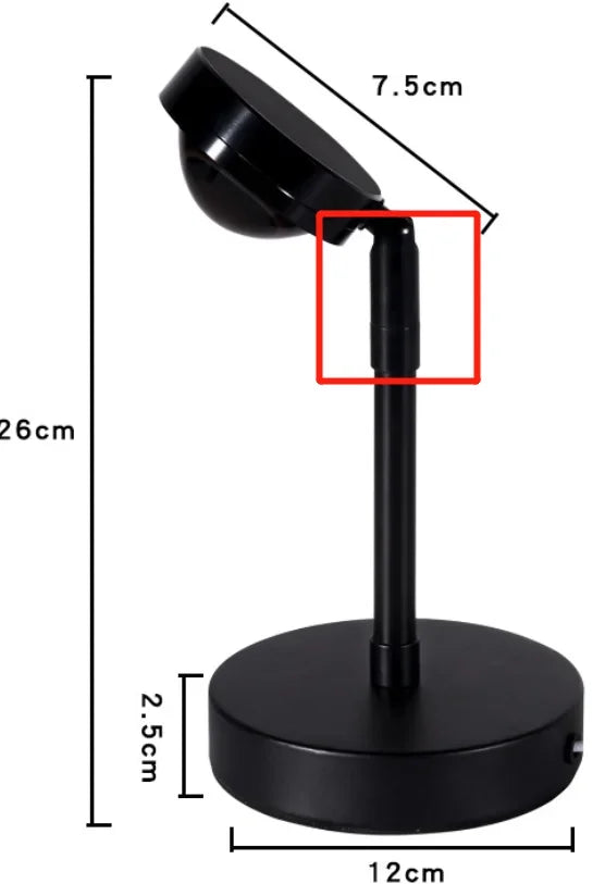 Sleek adjustable black table lamp with measurements, ideal for modern home décor.