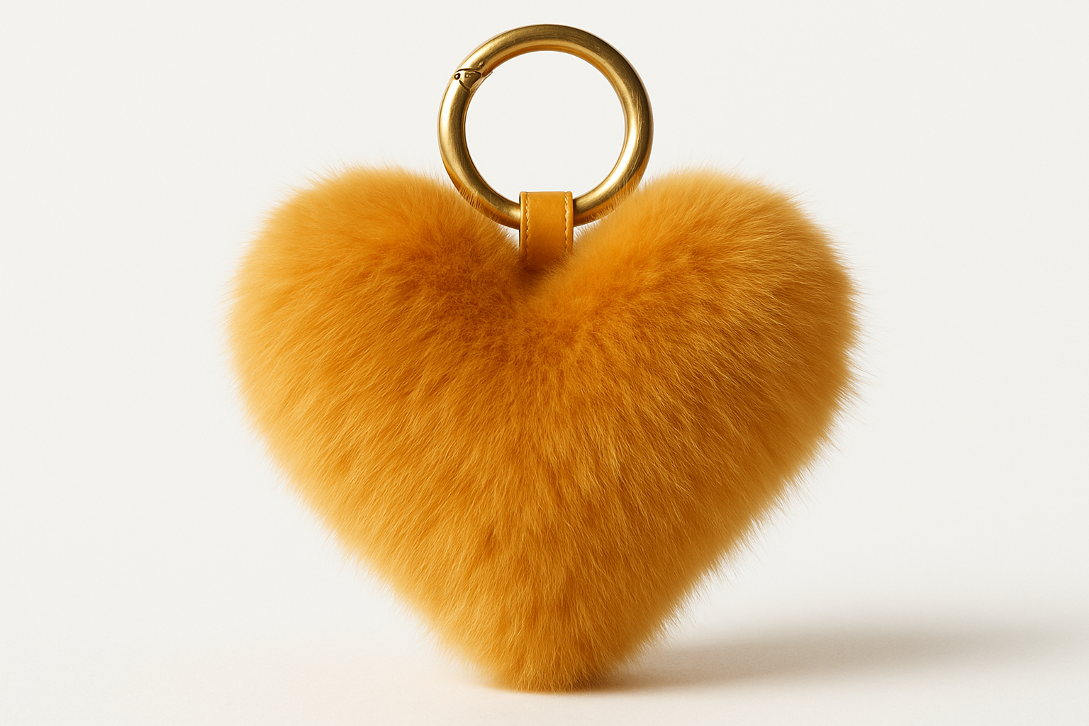 turmeric rabbit fur keychain heart shape 
