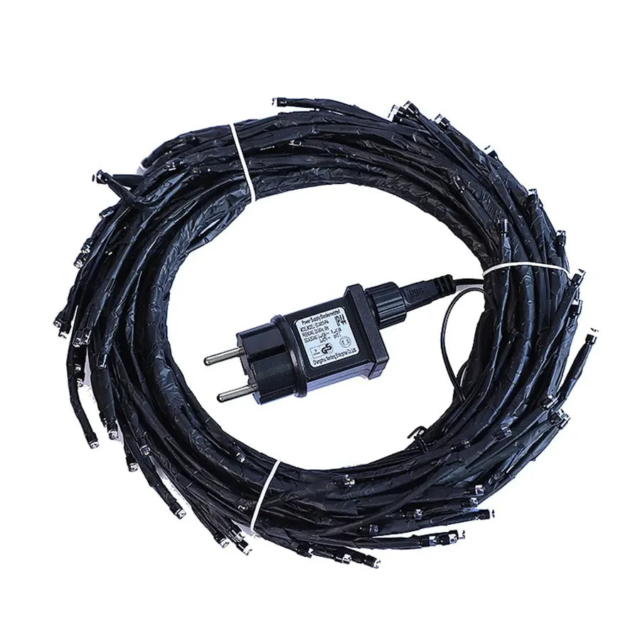 Black string light set with European plug, perfect for creative home décor lighting