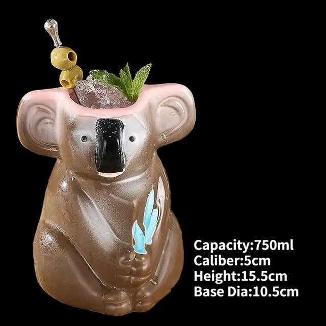 Charming koala-shaped ceramic mug with mint garnish, quirky décor and drinkware idea